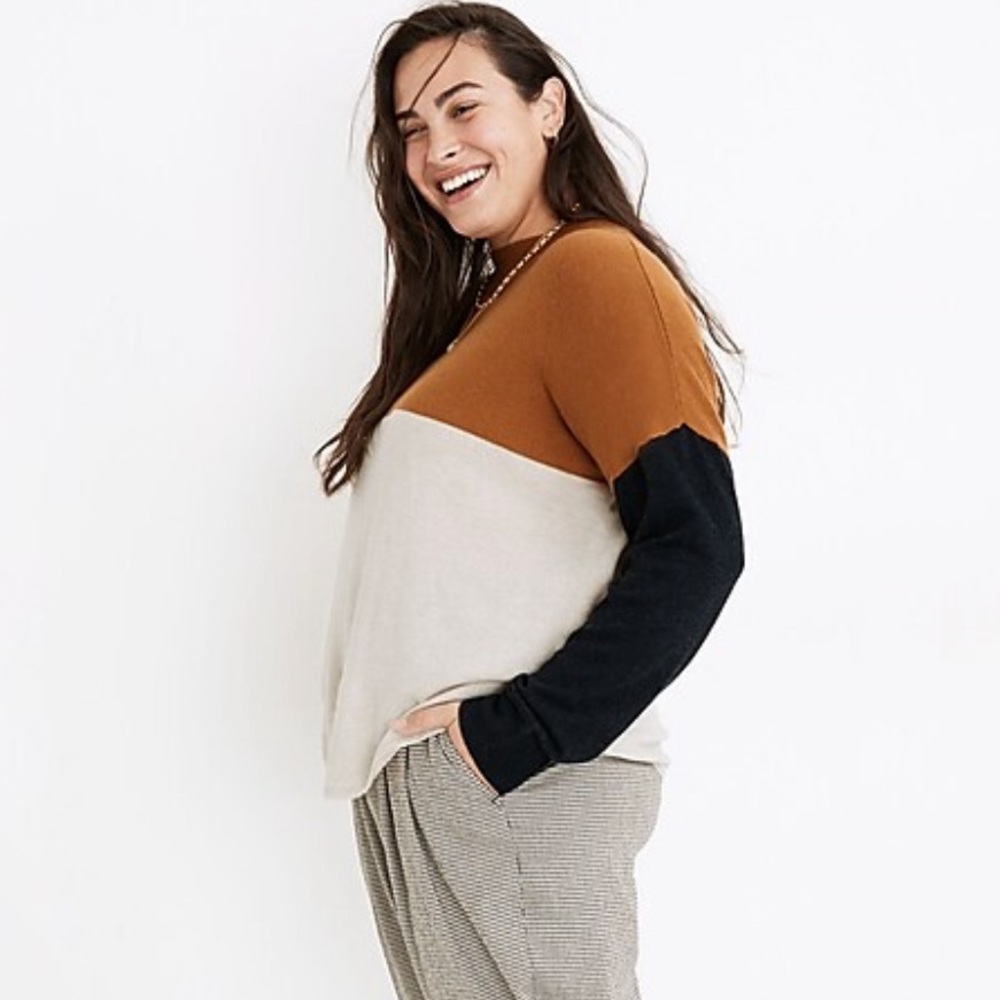 Madewell Colorblock Ashbury Mockneck Sweater